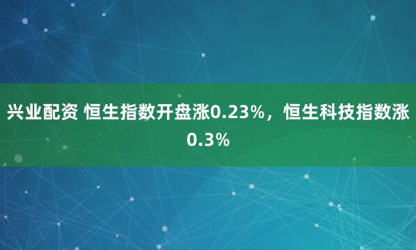 兴业配资 恒生指数开盘涨0.23%，恒生科技指数涨0.3%